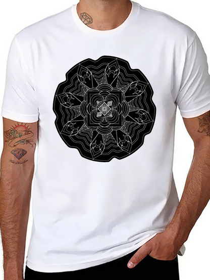 Geometric Mandala Graphic Black T-Shirt
