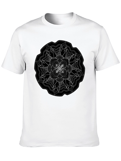 Geometric Mandala Graphic Black T-Shirt