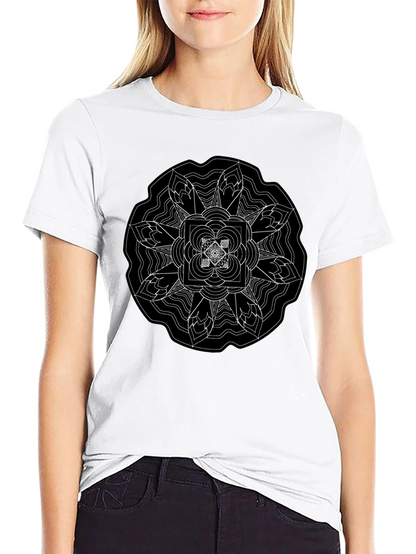 Geometric Mandala Graphic Black T-Shirt