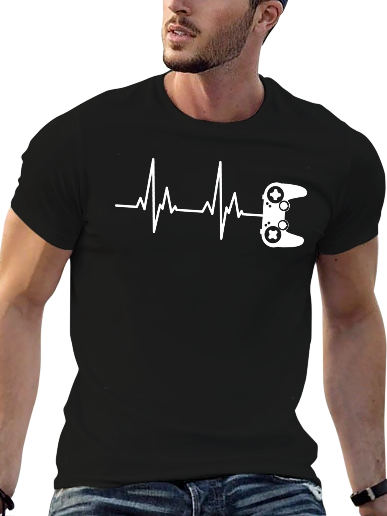 Gamer Heartbeat T-Shirt - Black Graphic Tee