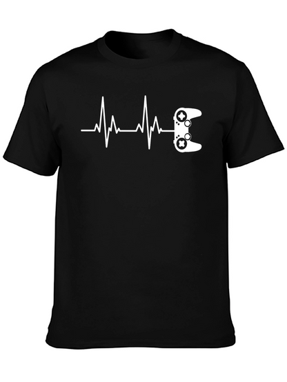 Gamer Heartbeat T-Shirt - Black Graphic Tee
