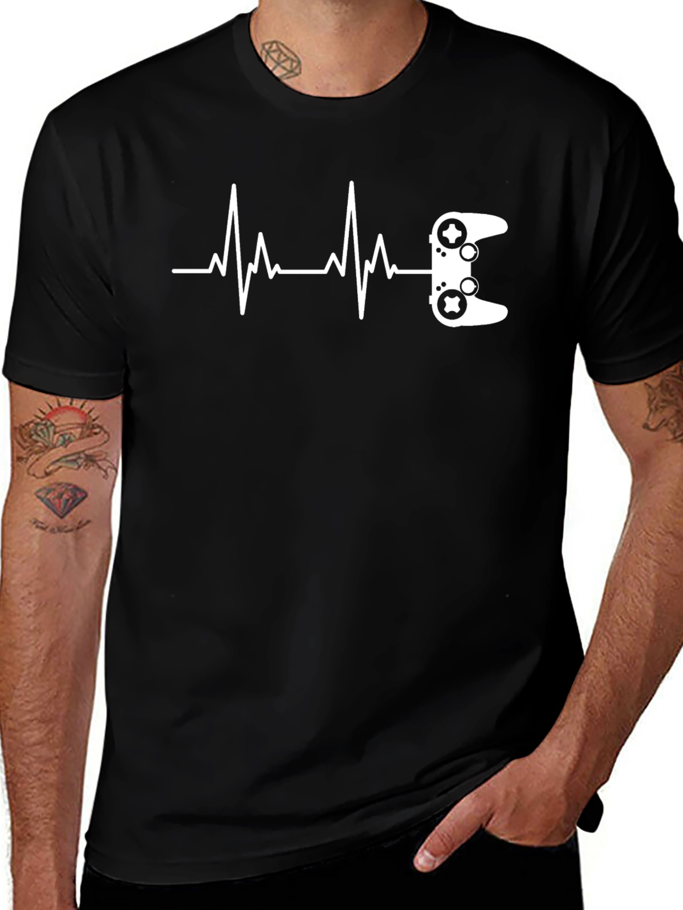 Gamer Heartbeat T-Shirt - Black Graphic Tee