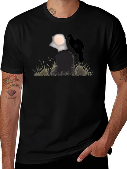 Raven on Tombstone Graphic Tee - Halloween