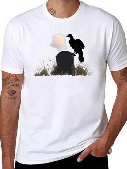 Raven on Tombstone Graphic Tee - Halloween
