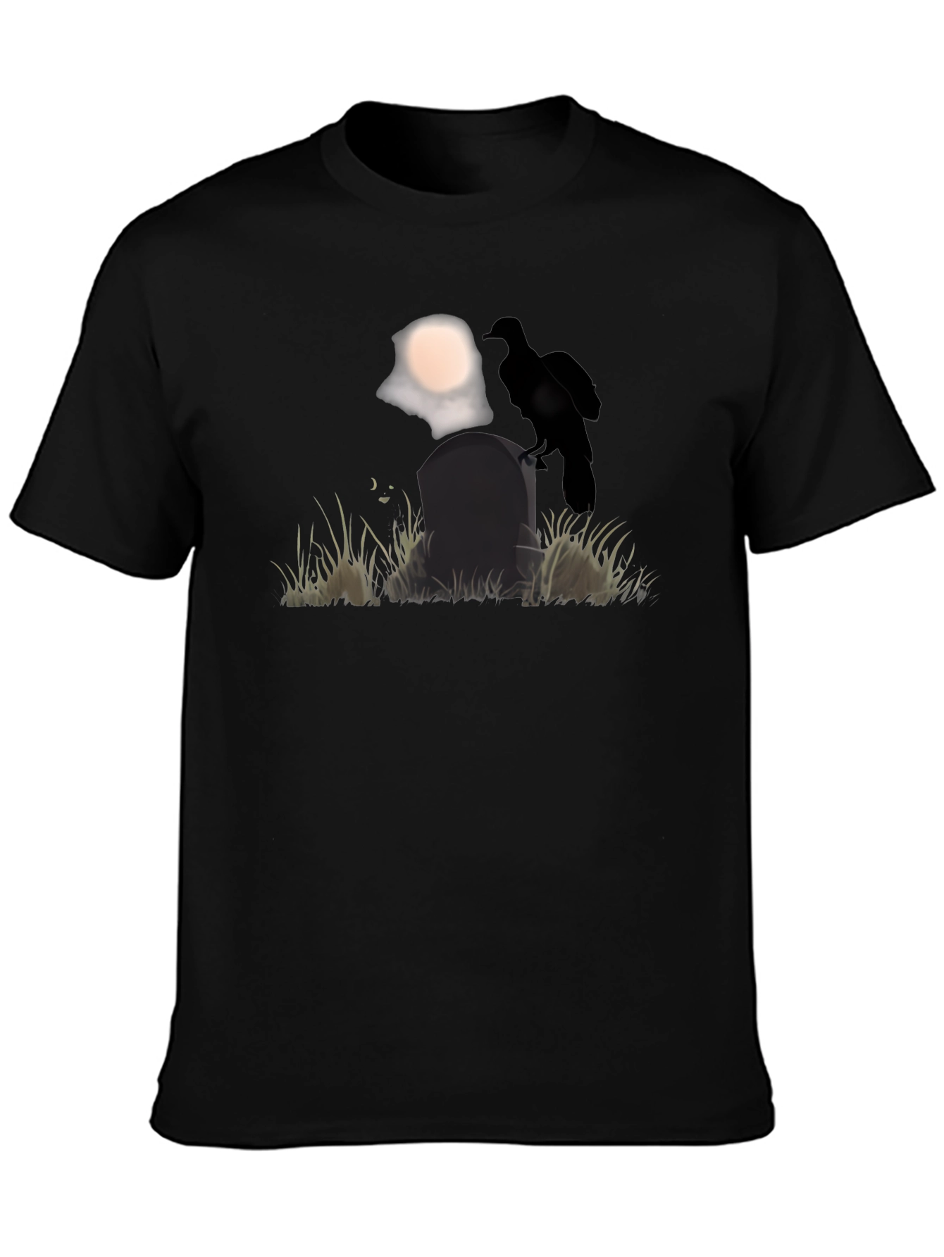 Raven on Tombstone Graphic Tee - Halloween