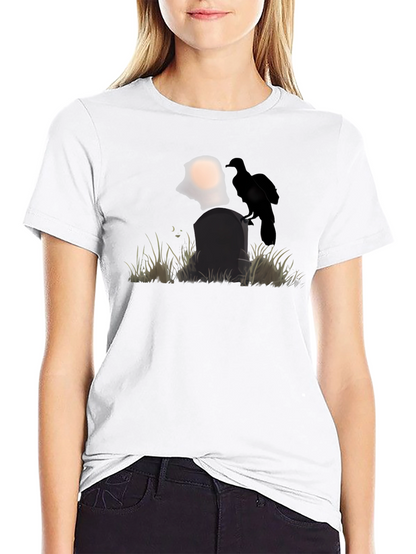Raven on Tombstone Graphic Tee - Halloween