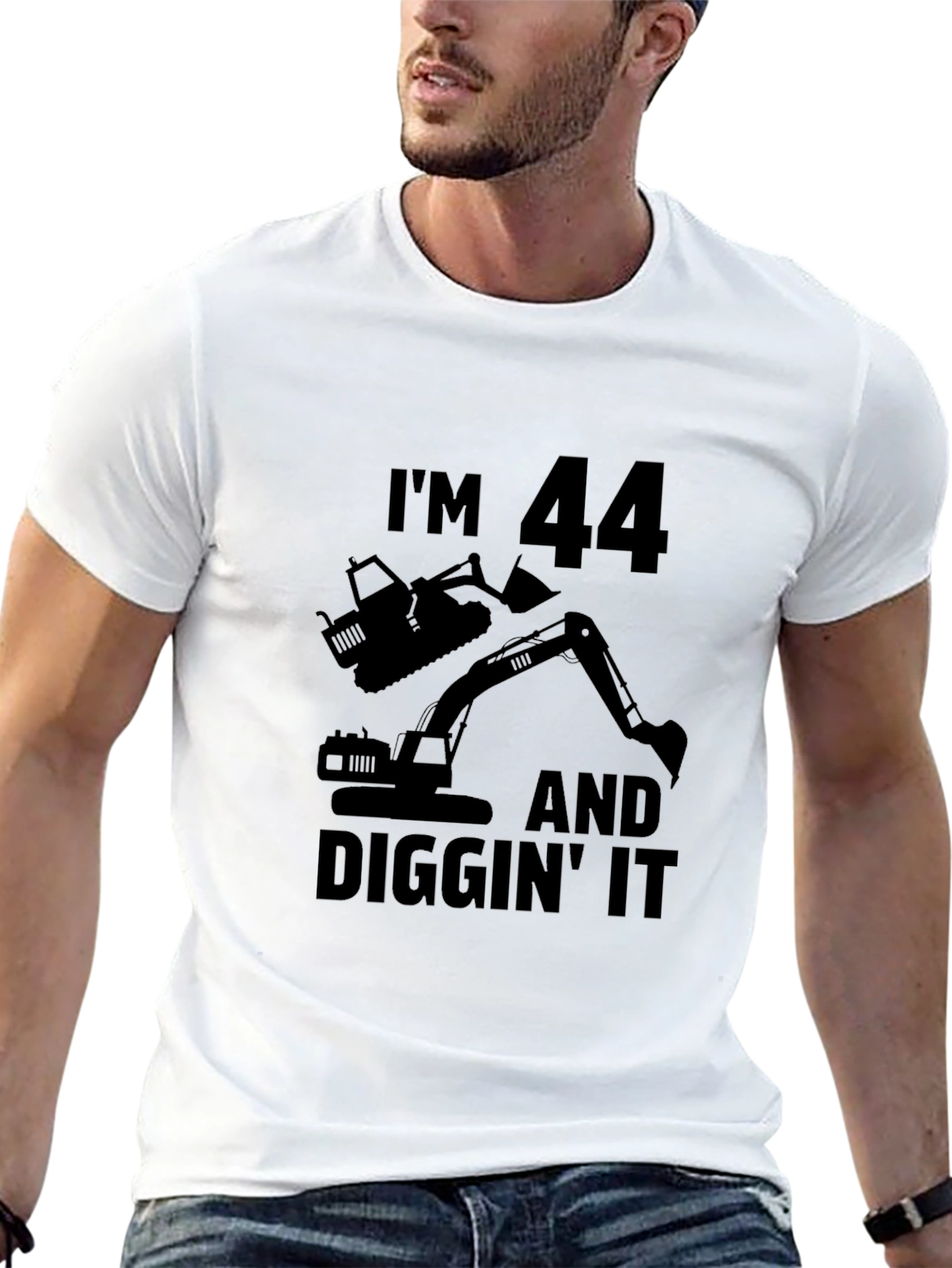Im 44 and Diggin It Mens Black T-Shirt