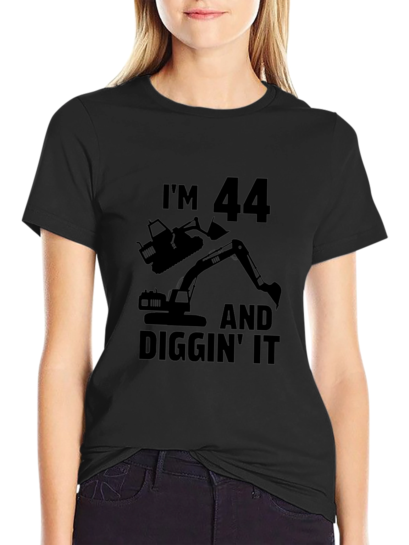 Im 44 and Diggin It Mens Black T-Shirt