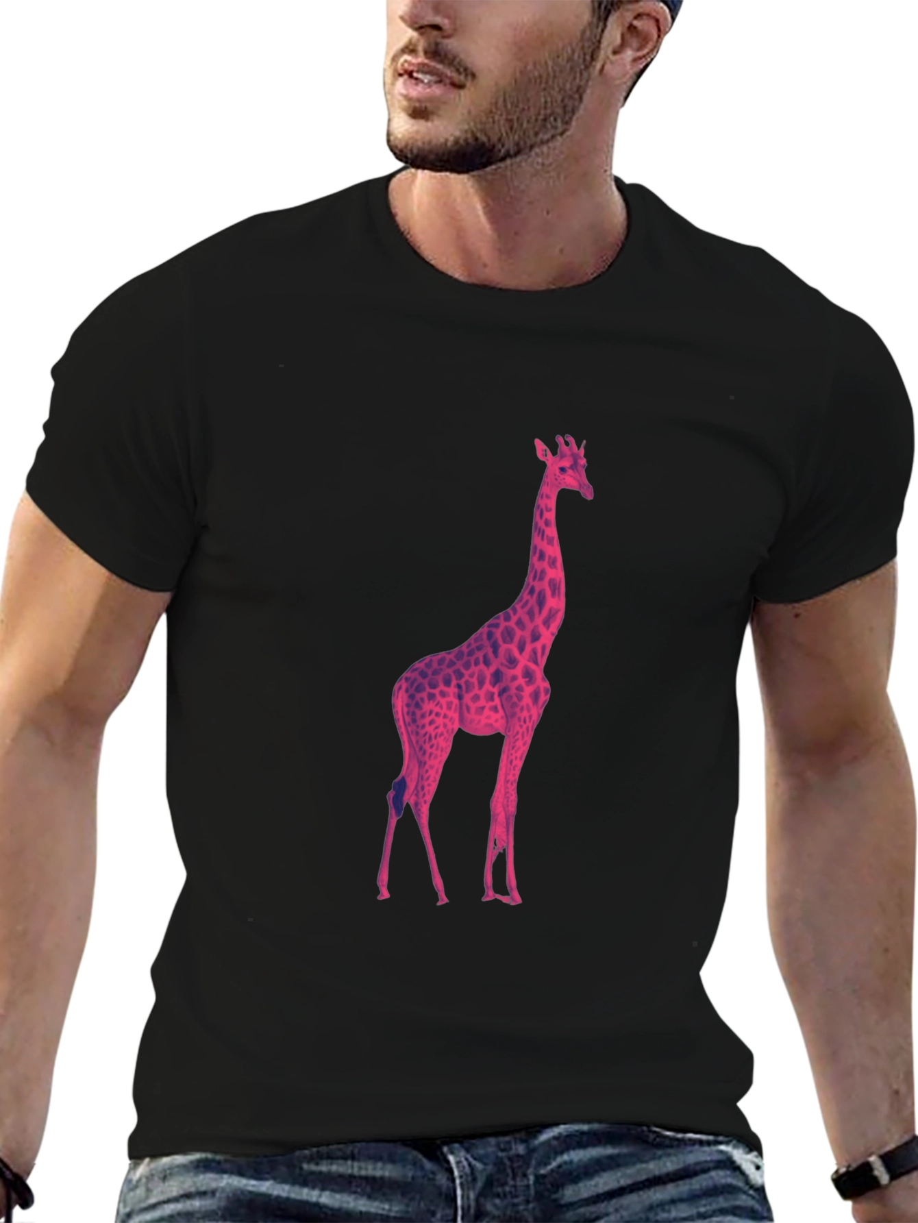 Cool Giraffe Graphic Tee - Black T-Shirt