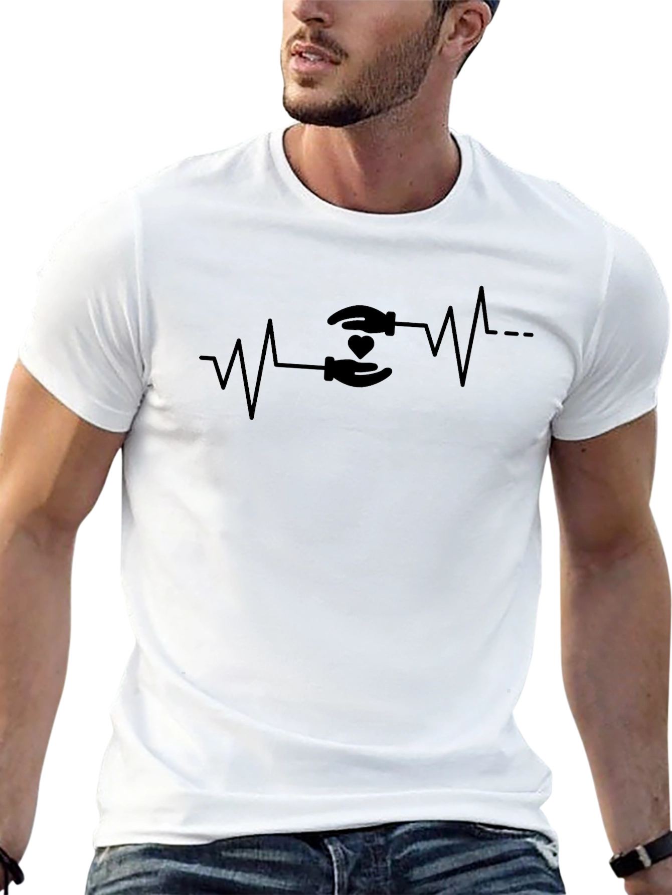Heartbeat Hands Graphic Tee - Love & Care T-Shirt