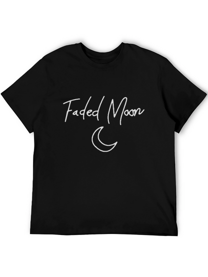 Faded Moon Graphic T-Shirt - Casual Black Tee