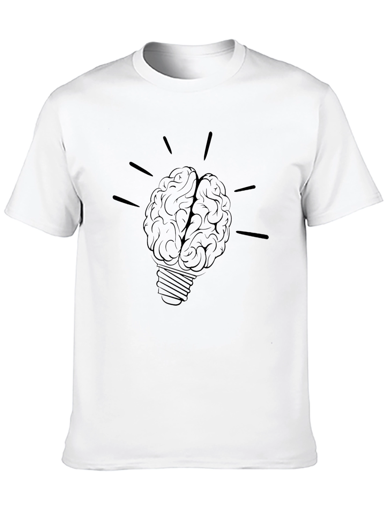 Brain Light Bulb Graphic Tee - Black Cotton T-Shirt