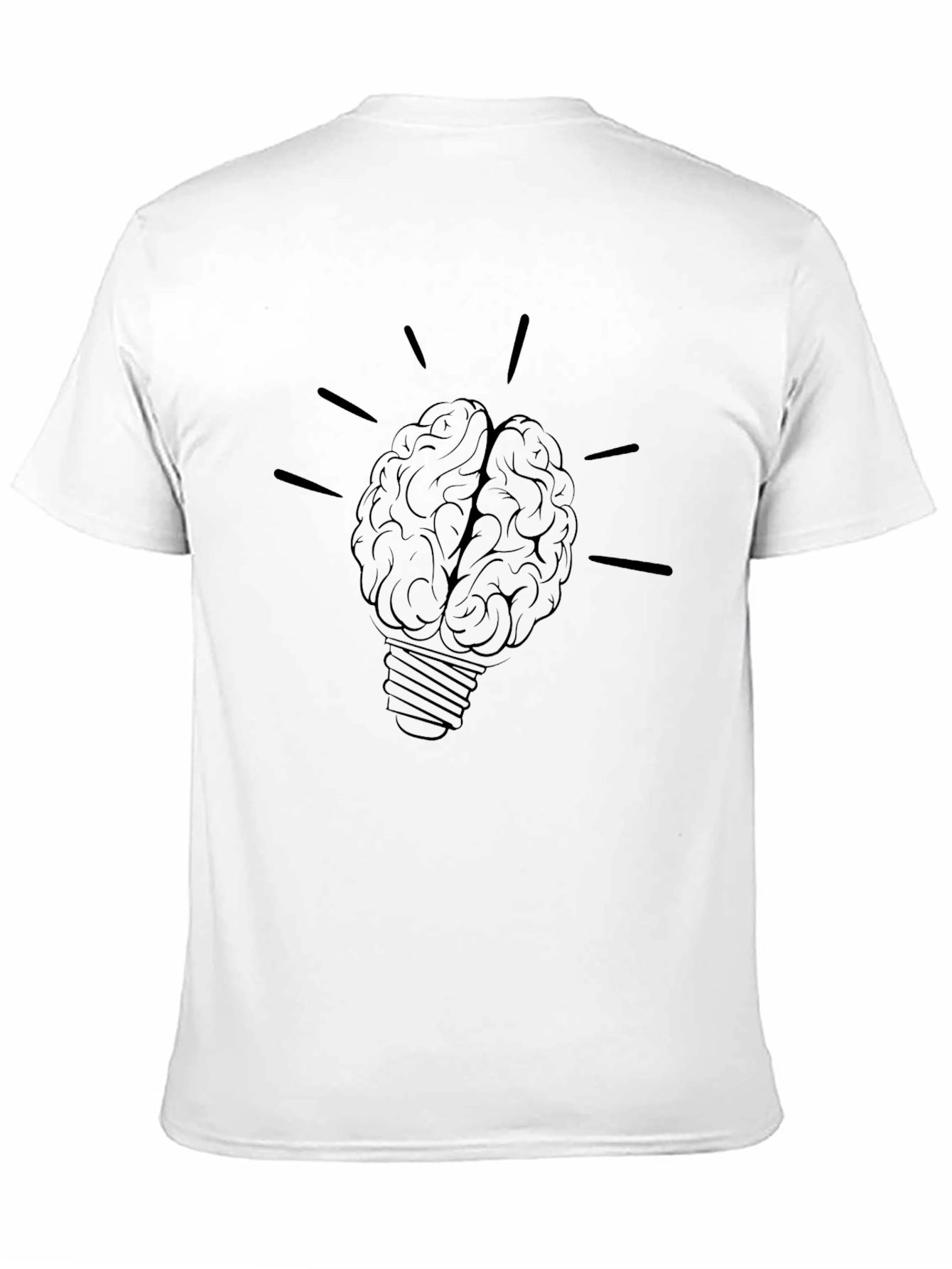 Brain Light Bulb Graphic Tee - Black Cotton T-Shirt