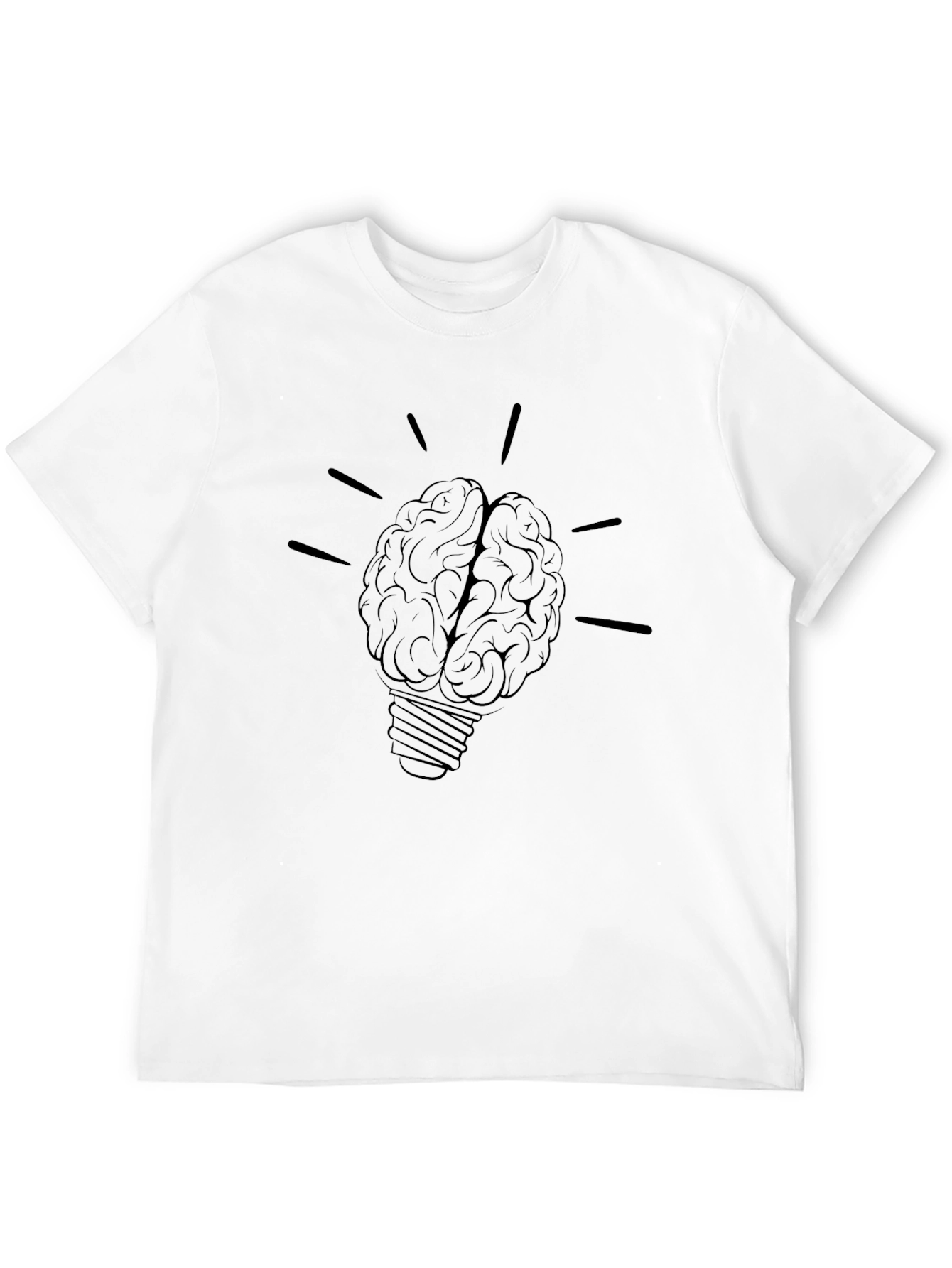 Brain Light Bulb Graphic Tee - Black Cotton T-Shirt