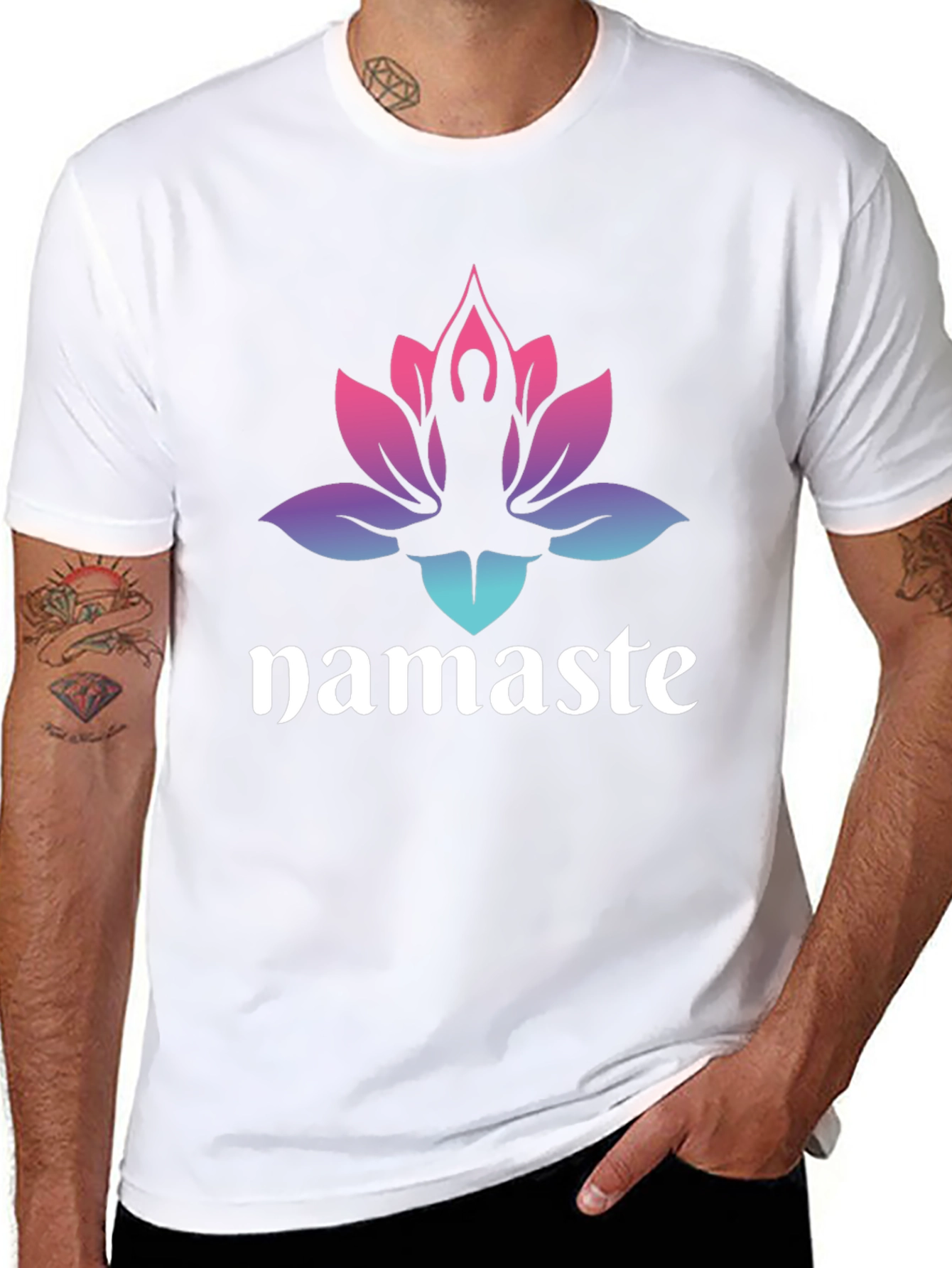 Namaste Lotus Graphic Tee - Mens Black T-Shirt