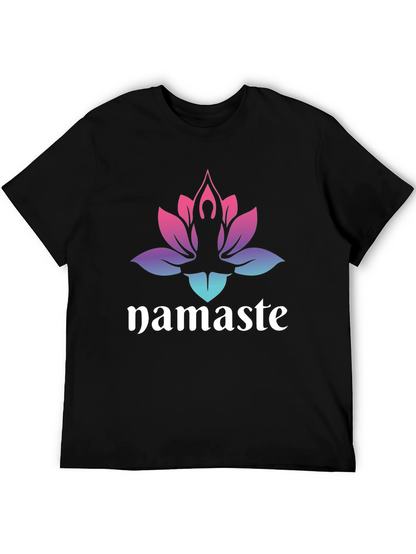 Namaste Lotus Graphic Tee - Mens Black T-Shirt