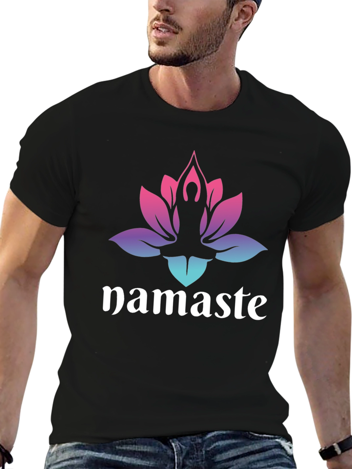 Namaste Lotus Graphic Tee - Mens Black T-Shirt