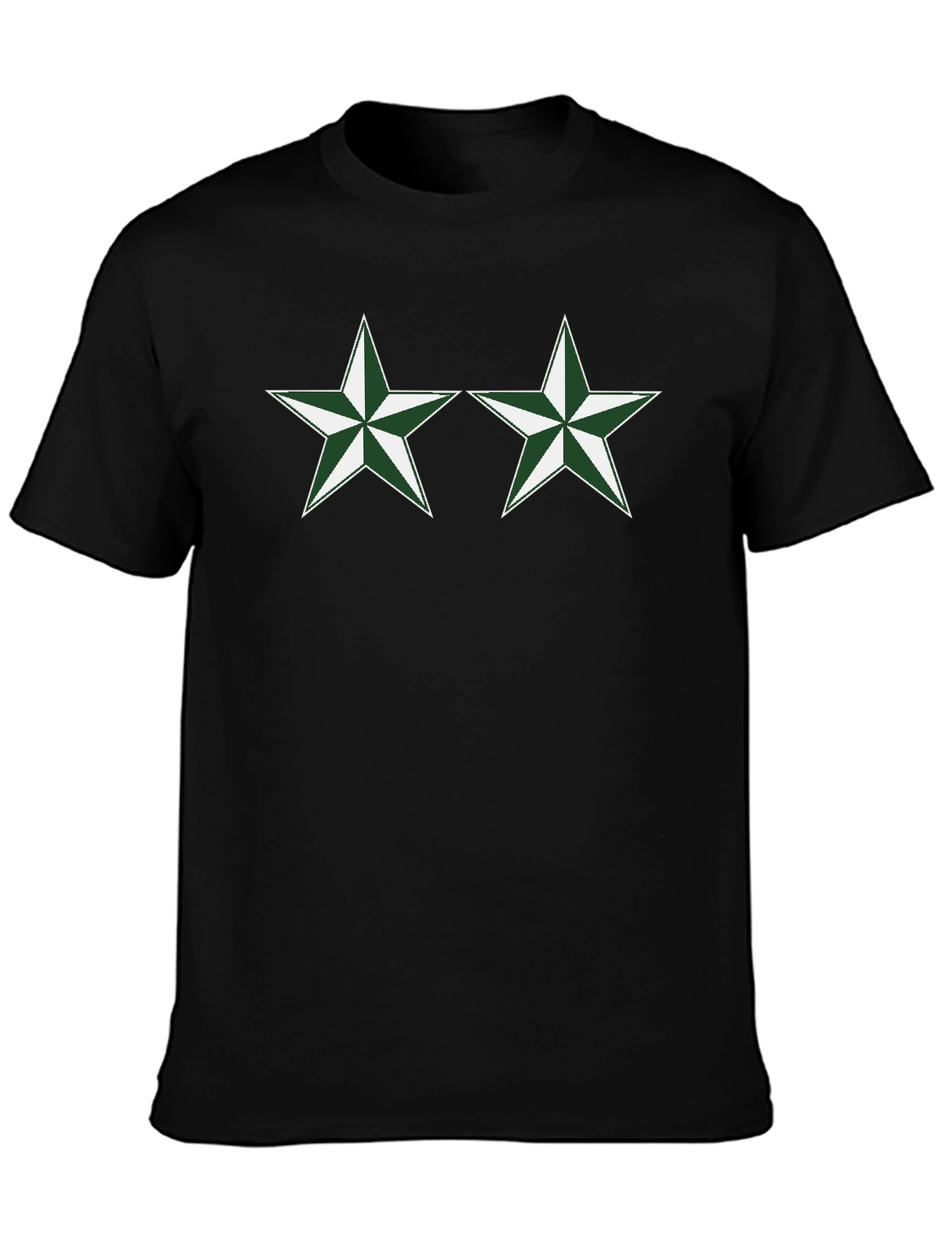 Black T-Shirt with Green Star Design