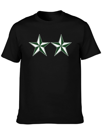 Black T-Shirt with Green Star Design