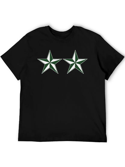 Black T-Shirt with Green Star Design