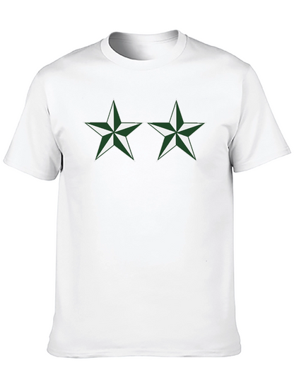 Black T-Shirt with Green Star Design