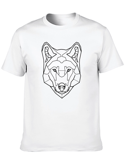 Geometric Wolf Graphic Black T-Shirt
