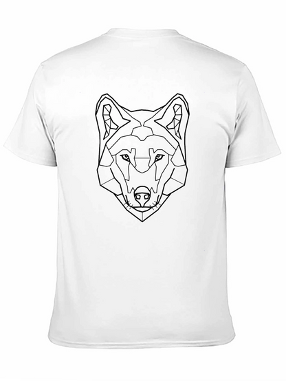 Geometric Wolf Graphic Black T-Shirt
