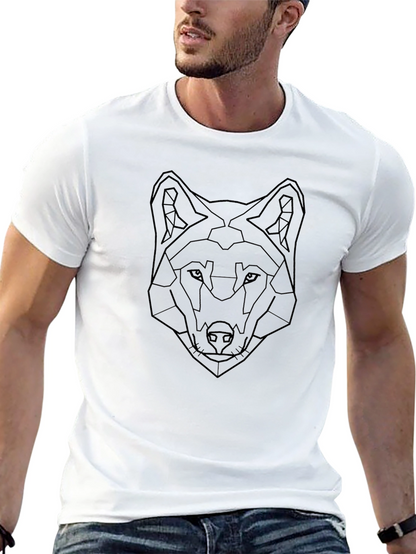 Geometric Wolf Graphic Black T-Shirt