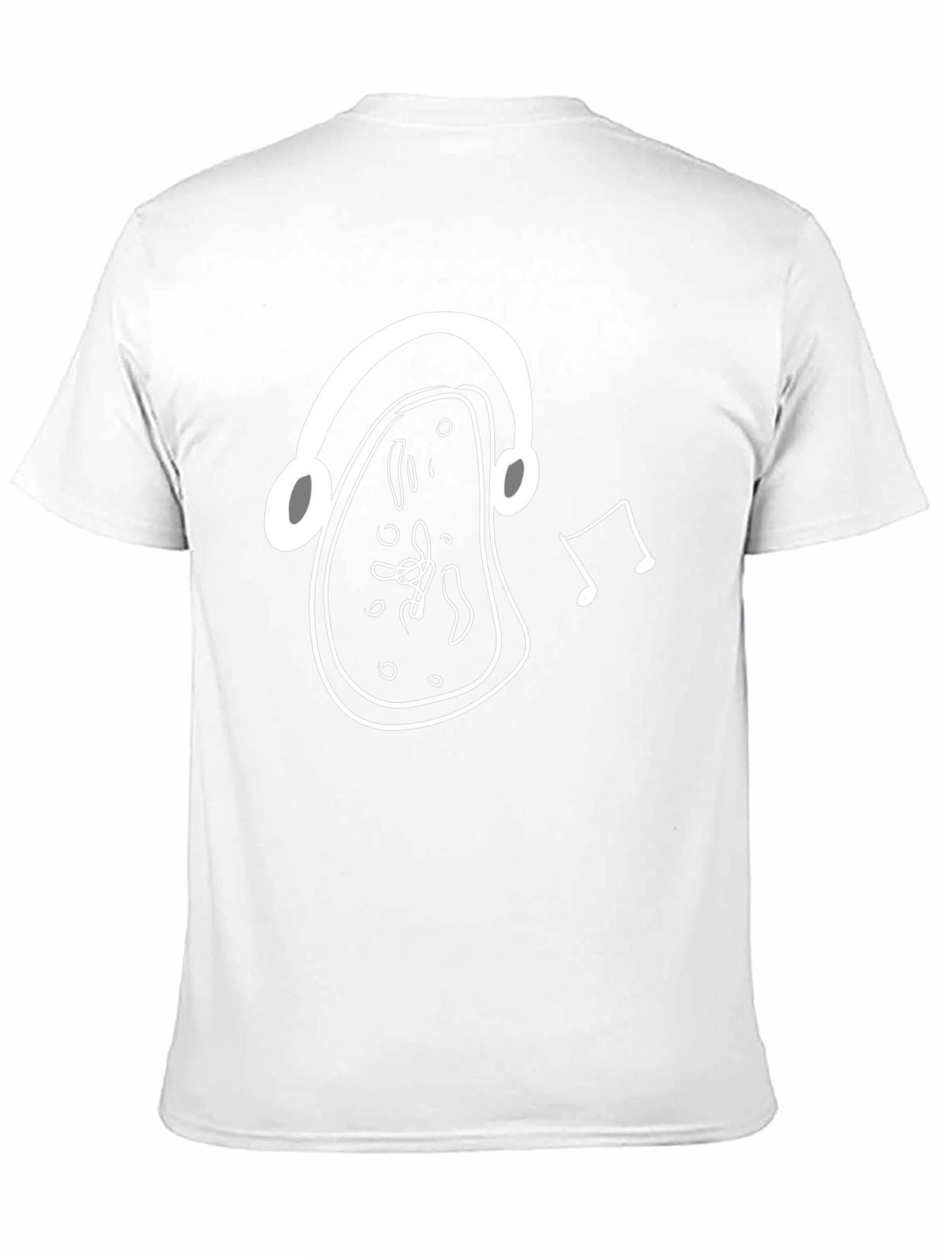 Melting Clock Headphones Graphic Tee - Black Cotton Shirt
