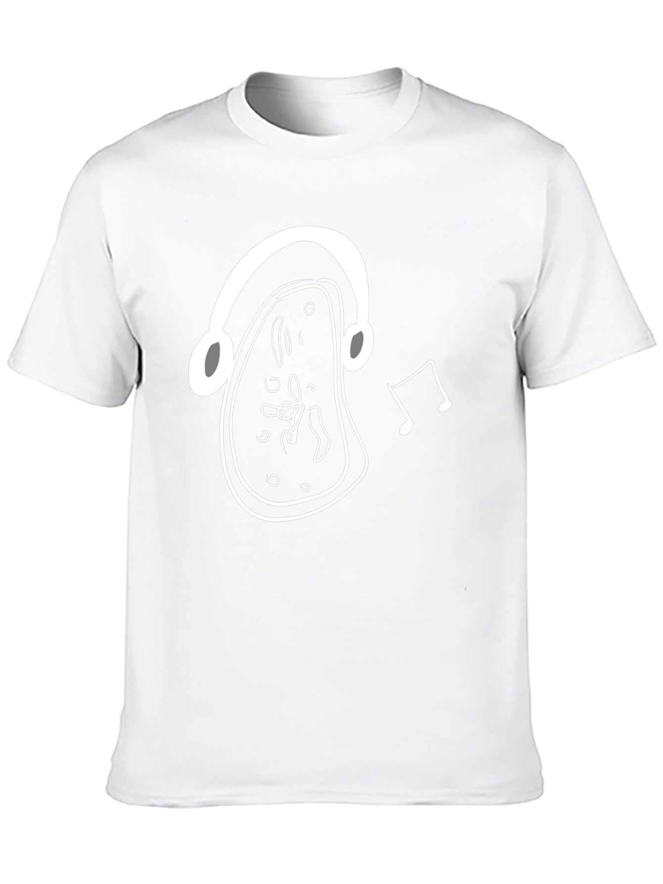 Melting Clock Headphones Graphic Tee - Black Cotton Shirt