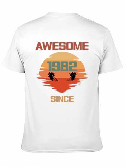 Awesome Since 1982 T-Shirt Retro Palm Tree Sunset