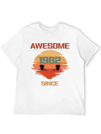 Awesome Since 1982 T-Shirt Retro Palm Tree Sunset