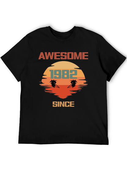Awesome Since 1982 T-Shirt Retro Palm Tree Sunset