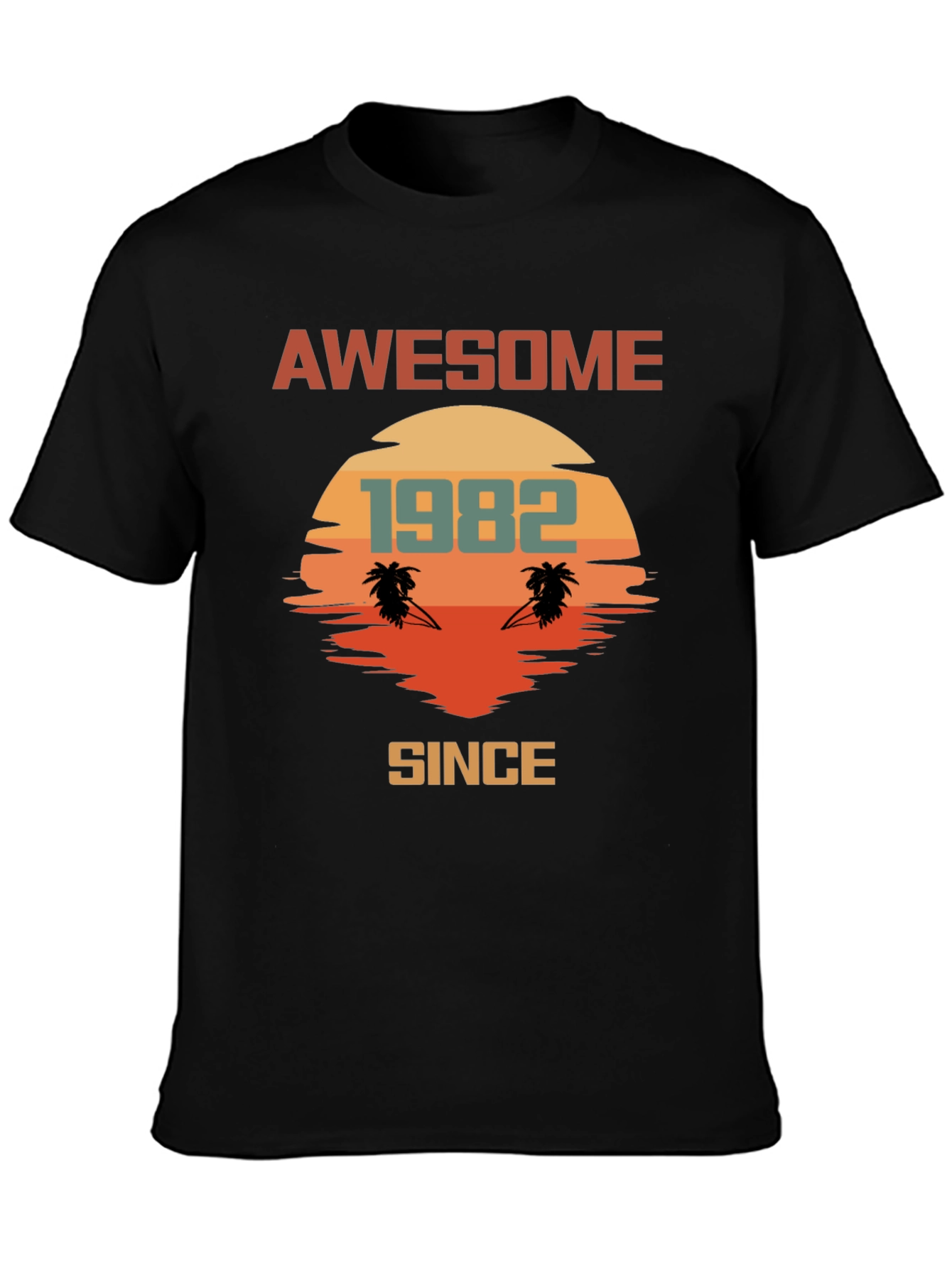 Awesome Since 1982 T-Shirt Retro Palm Tree Sunset