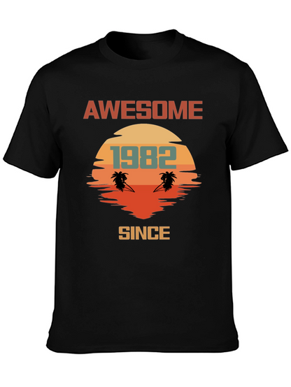 Awesome Since 1982 T-Shirt Retro Palm Tree Sunset