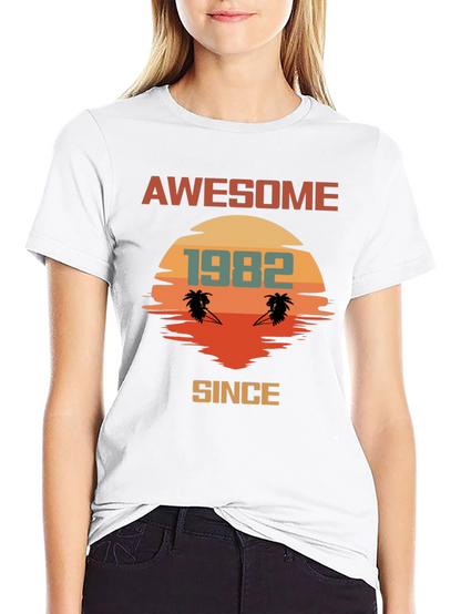 Awesome Since 1982 T-Shirt Retro Palm Tree Sunset