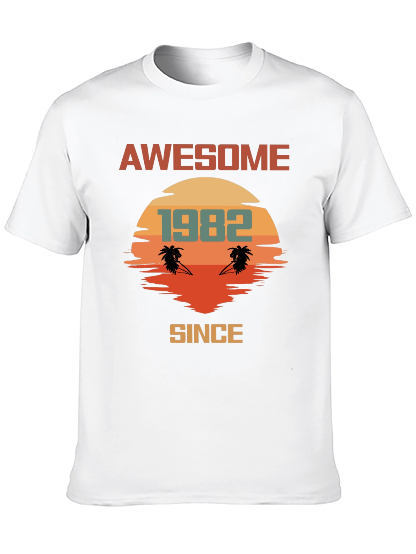 Awesome Since 1982 T-Shirt Retro Palm Tree Sunset