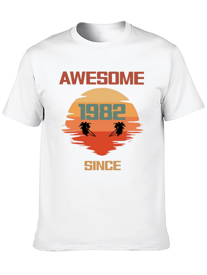 Awesome Since 1982 T-Shirt Retro Palm Tree Sunset