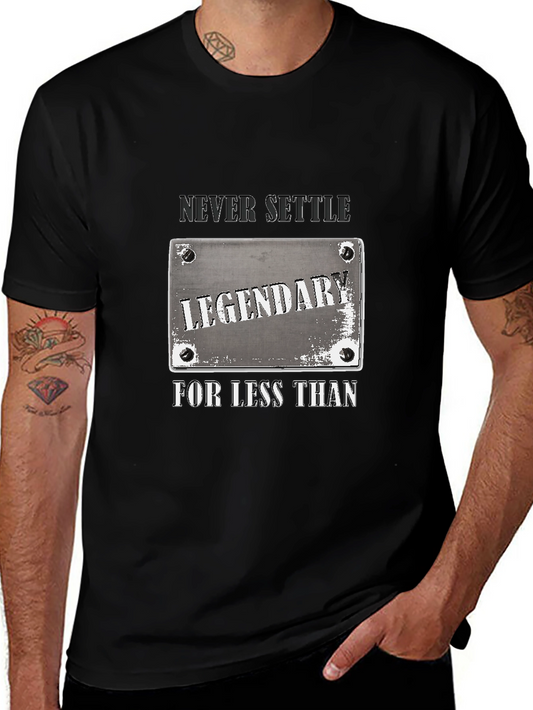 Legendary Never Settle Black Graphic T-Shirt