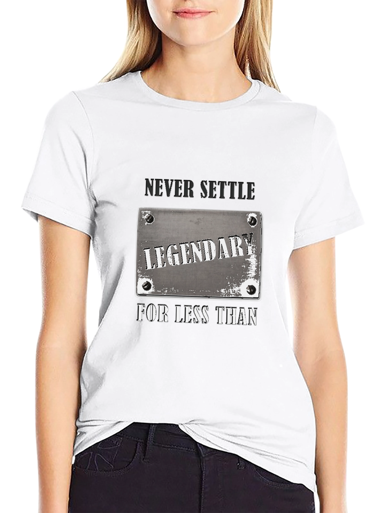 Legendary Never Settle Black Graphic T-Shirt