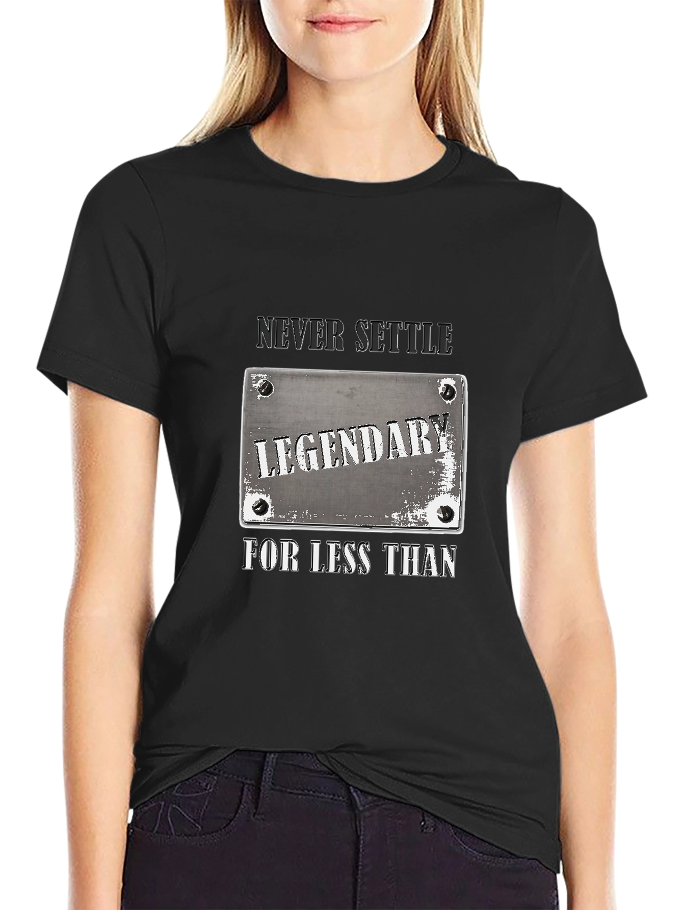 Legendary Never Settle Black Graphic T-Shirt