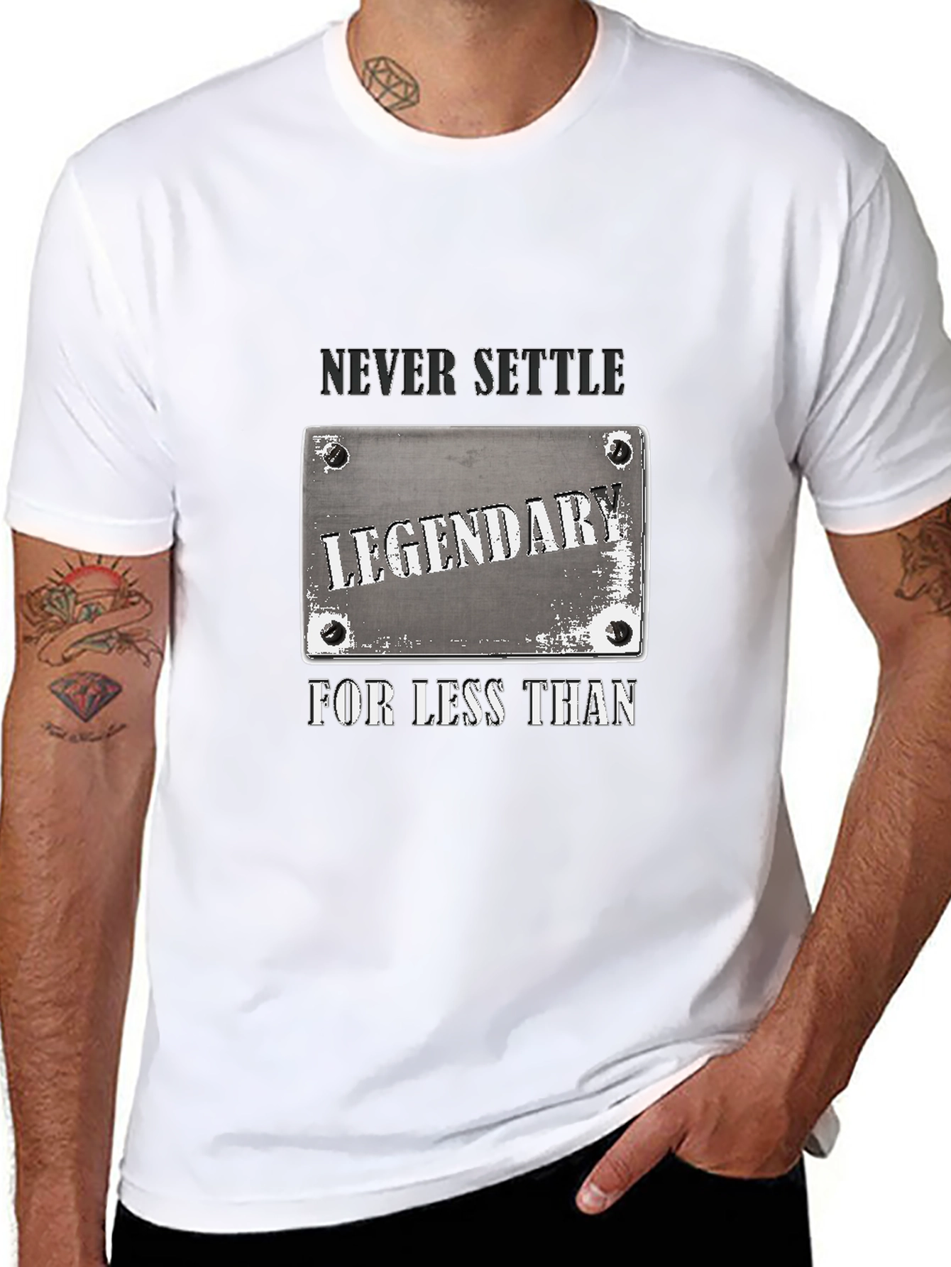Legendary Never Settle Black Graphic T-Shirt