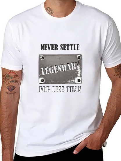 Legendary Never Settle Black Graphic T-Shirt