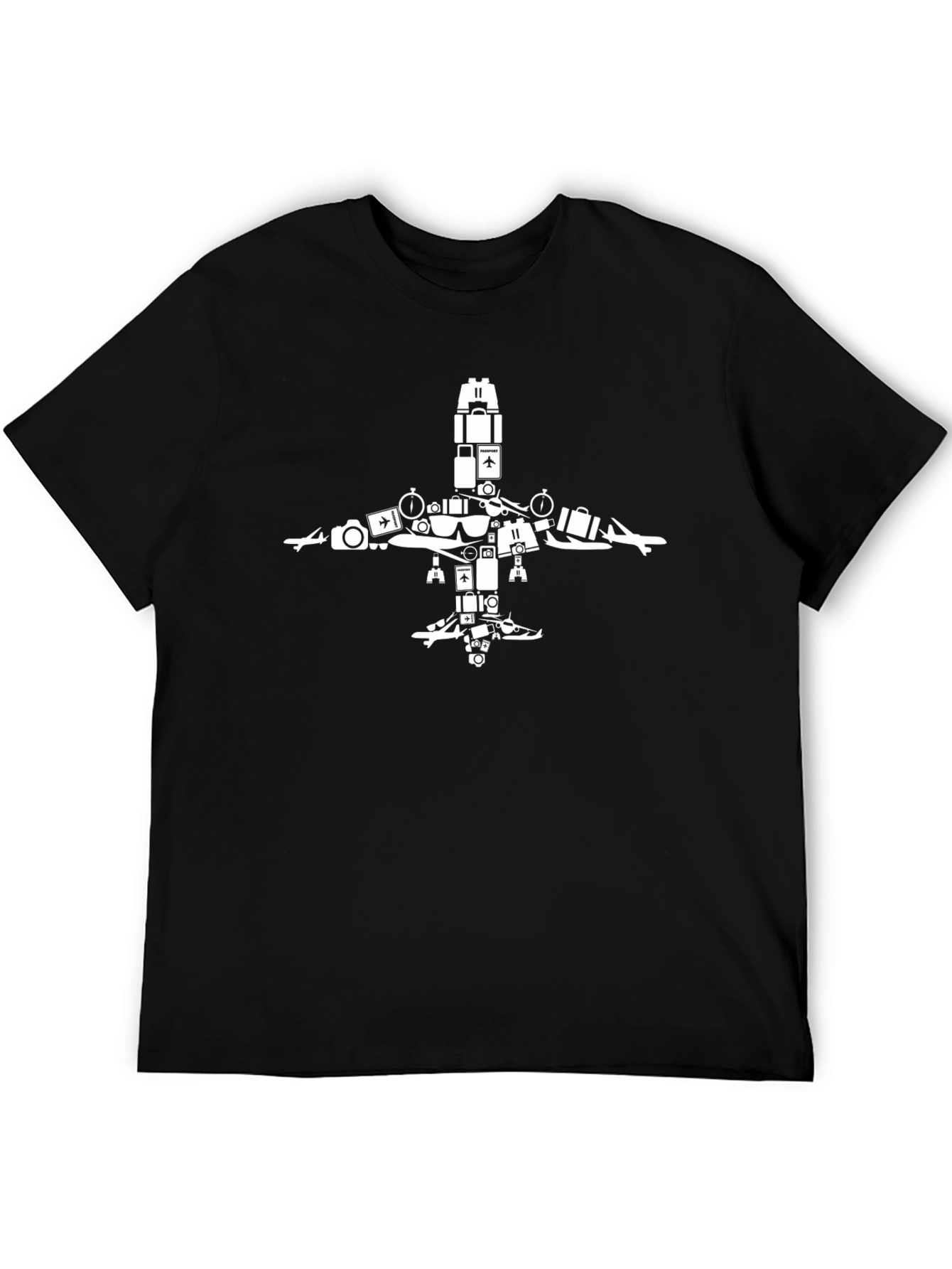 Travel Airplane Graphic Tee - Black