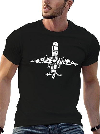 Travel Airplane Graphic Tee - Black
