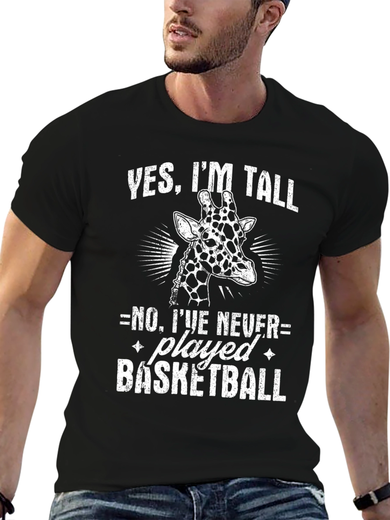 Funny Giraffe T-Shirt - Yes Im Tall Basketball Tee