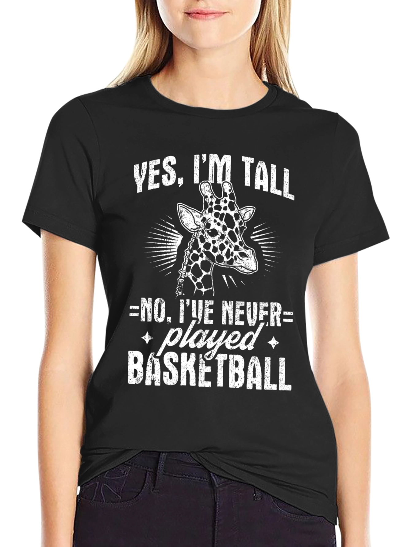 Funny Giraffe T-Shirt - Yes Im Tall Basketball Tee
