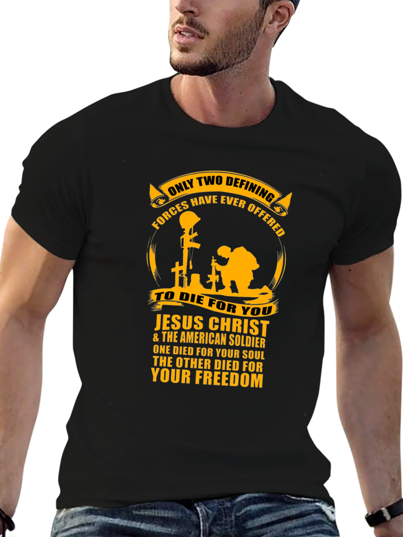 Patriotic Jesus Christ & American Soldier T-Shirt