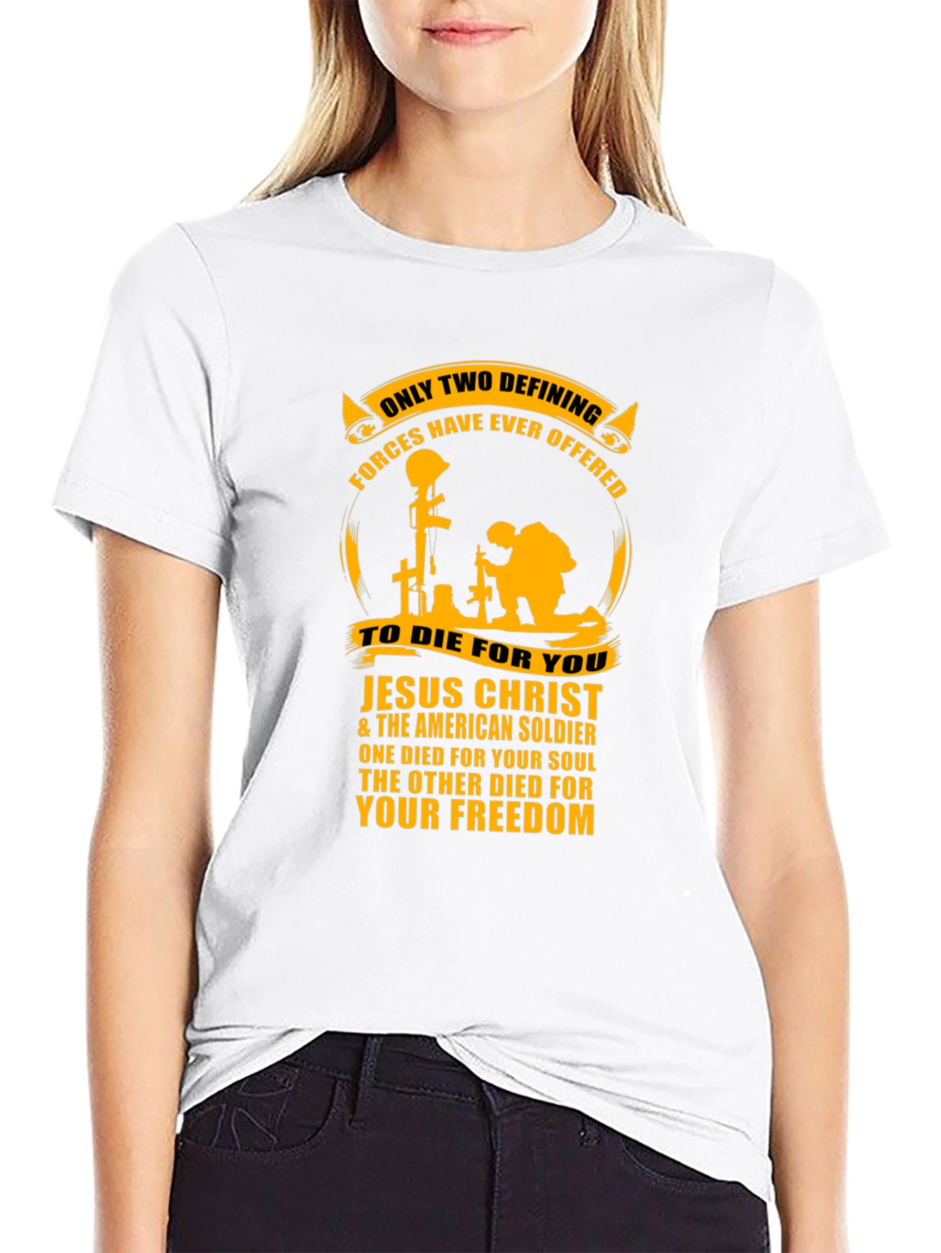Patriotic Jesus Christ & American Soldier T-Shirt