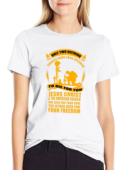 Patriotic Jesus Christ & American Soldier T-Shirt